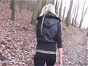blond excited for a supreme banging in the good outdoors